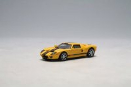 2004 Ford GT, Yellow w/ Stripes - Auto Art 20352 - 1/64 Scale Diecast Model Toy Car