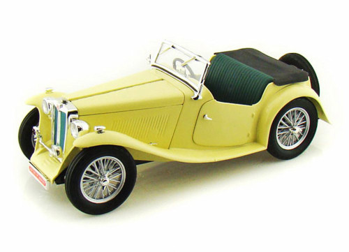 1947 MG TC Midget Convertible, Yellow - Yatming 92468 - 1/18 Scale Diecast Model Toy Car