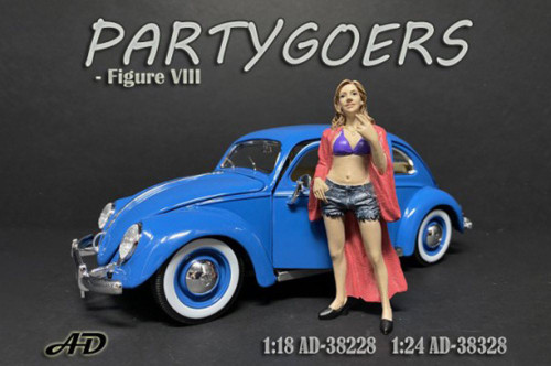Partygoers Figure VIII, Blue and Pink - American Diorama 38228 - 1/18 Figurine - Diorama Accessory