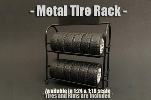 Metal Tire Rack, American Diorama 77530 - 1/24 Scale Accessory for Diecast Cars