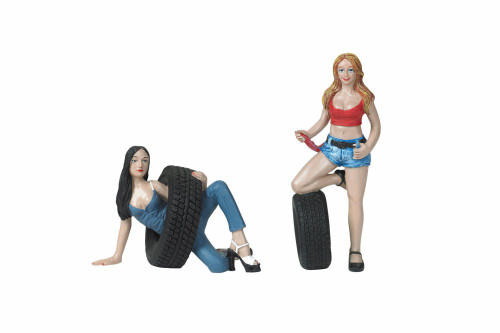 Tire Brigade Val and Andie 2 piece Figurine Set, 772 - 1/18 Scale Figurine - Diorama Accessory