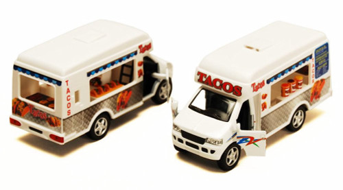 Taco Truck, White - Kinsmart 5255D - 5&quot; Diecast Model Toy Car (Brand New, but NOT IN BOX)