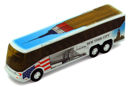 NYC Coach Bus w/Empire State Building, White - Showcasts 9803DNY - 6 Inch Diecast Model Replica