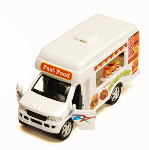Fast Food Truck, White - Kinsmart 5257D - 5 Inch Scale Diecast Model Replica