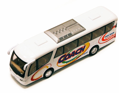 Coach Bus, White  - Kinsmart 7101D - 7"Diecast Model Toy Car (Brand New, but NOT IN BOX)