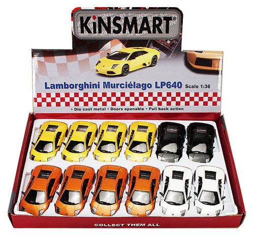 Lamborghini Murcielago LP640 Diecast Car Package - Box of 12 1/36 Diecast Cars, Assorted Colors