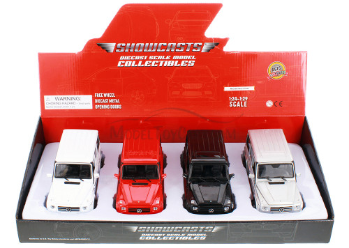 Box of 4 Mercedes-Benz G Class Wagon Diecast Car Set - Showcasts® 1/24 Scale Diecast Model Cars, Assorted Colors