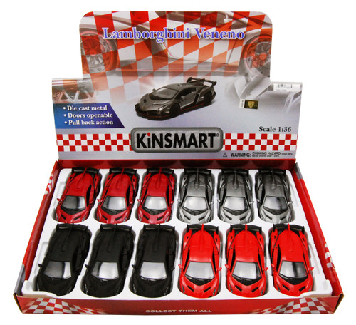 Lamborghini Veneno Diecast Car Package - Box of 12 1/36 scale Diecast Model Cars, Assorted Colors