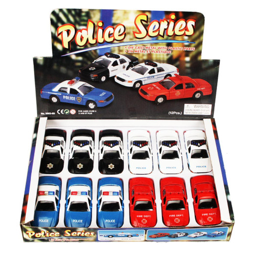 Police & Fire Series Diecast Car Package - Box of 12 assorted 5 Inch Scale Diecast Model Cars