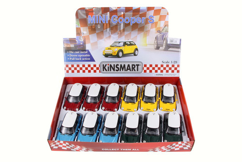 MINI Cooper S  Diecast Car Package - Box of 12 1/28 Scale Diecast Model Cars, Assorted Colors
