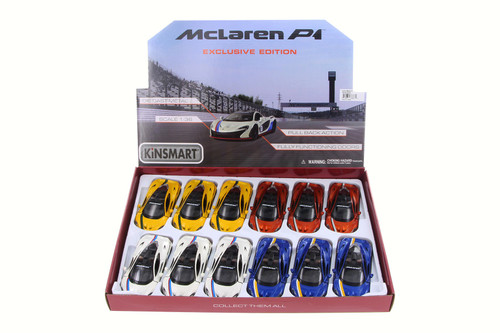 McLaren P1 with Prints Diecast Car Package - Box of 12 1/36 Scale Diecast Model Cars, Assd Colors