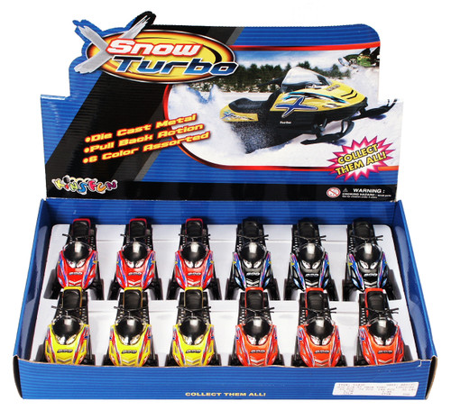 Snow Turbo Diecast Car Package - Box of 12 5.25 inch scale Diecast Model Cars, Assorted Colors