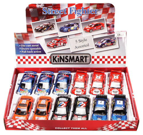 Street Fighter Lexus Diecast Car Package - Box of 12 5 Inch Scale Diecast Model Cars, Assd Colors