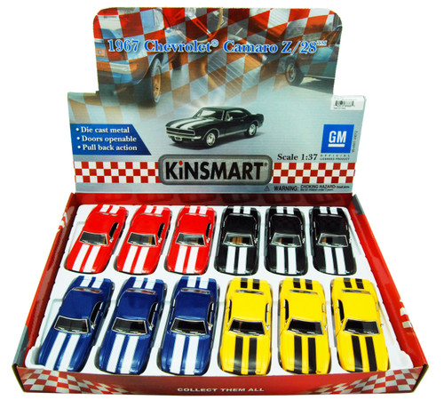 1967 Chevy Camaro Z/28 Diecast Car Package - Box of 12 1/37 Diecast Model Cars, Assorted Colors