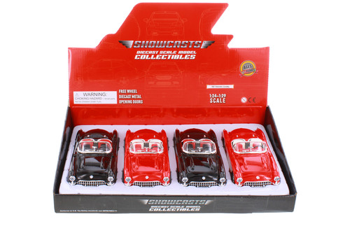 1957 Chevy Corvette Convertible Diecast Car Package - Box of 4 1/24 Scale Diecast Model Cars, Assorted Colors