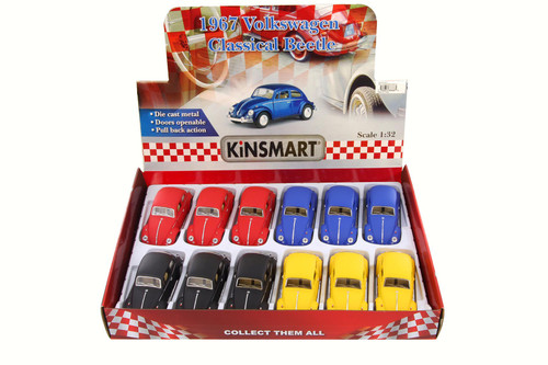 1967 Volkswagen Classic Beetle Diecast Car Package - Box of 12 1/32 Diecast cars, Assorted Colors