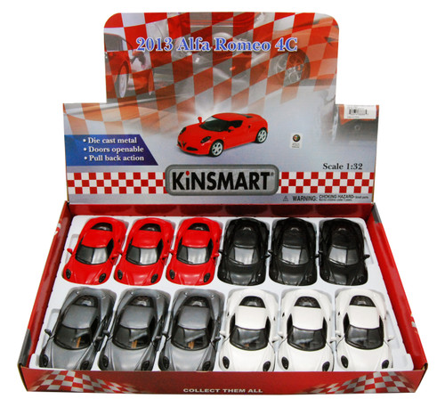 2013 Alfa Romeo 4C Diecast Car Package - Box of 12 1/32 scale Diecast Model Cars, Assorted Colors