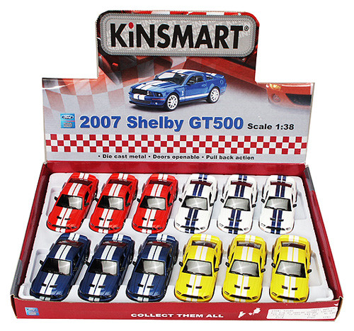 2007 Shelby GT500 Diecast Car Package - Box of 12 1/38 scale Diecast Model Cars, Assorted Colors
