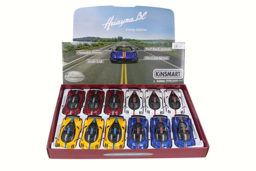 2016 Pagani Huayra BC with Decals Toy Car Package - Box of 12 1/38 Diecast Cars, Assorted Colors