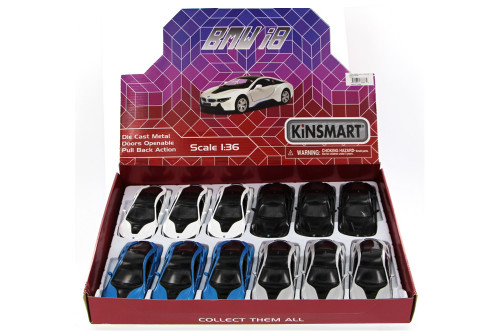 BMW i8 Diecast Car Package - Box of 12 1/36 Scale Diecast Model Cars, Assorted Colors