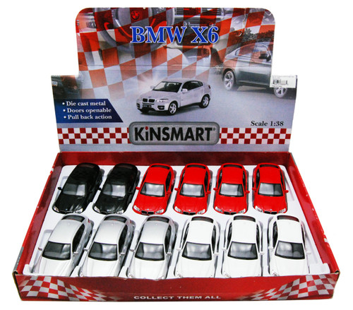 BMW X6 Diecast Car Package - Box of 12 1/38 scale Diecast Model Cars, Assorted Colors