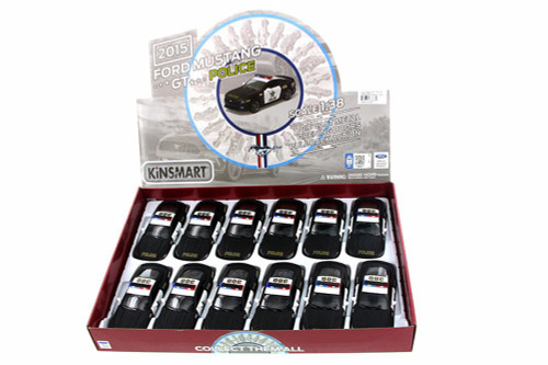 Box of 12 Diecast Model Toy Cars - 2015 Ford Mustang GT Police Car, 1/38 Scale