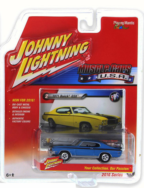 1971 Buick GSX, Stratomist Blue - Johnny Lightning JLMC001B - 1/64 Scale Diecast Model Toy Car