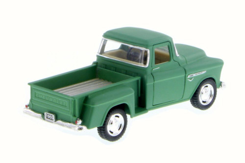 1955 Chevy Stepside Pickup, Matte Green - Kinsmart 5330DM - 1/32 Scale Diecast Model Toy Car