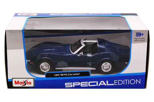 1970 Chevy Corvette T-Top, Blue - Maisto 31202 - 1/24 Scale Diecast Model Toy Car