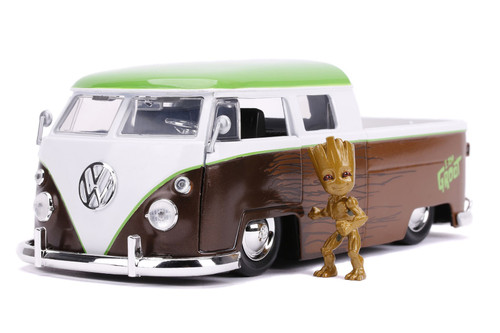 1963 Volkswagen Bus Pickup w/Groot Figure, Guardians of Galaxy - Jada Toys 31202 - 1/24 Diecast Car