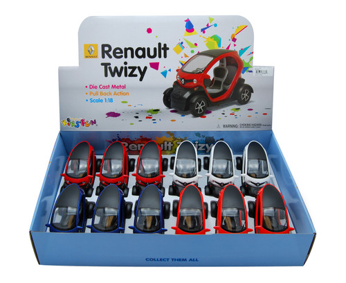 Renault Twizy Diecast Car Package - Box of 12 5 inch scale Diecast Model Cars, Assorted Colors