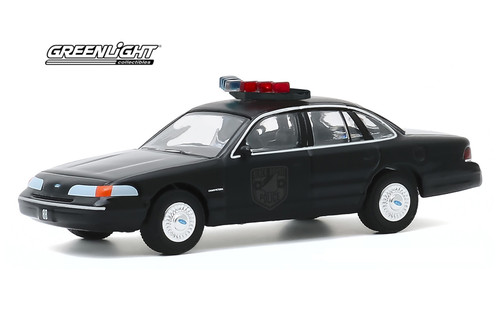 1992 Ford Crown Victoria Police Interceptor, Black - Greenlight 28030/48 - 1/64 scale Diecast Model Toy Car