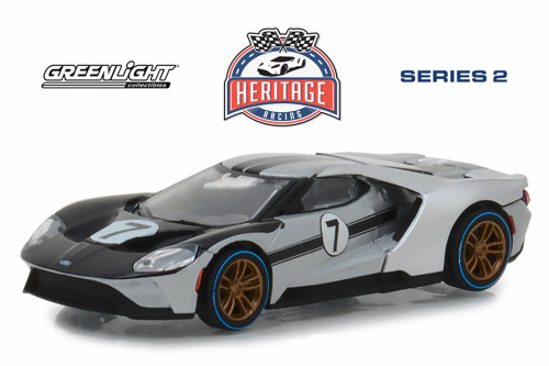 2017 Ford GT, Silver with Black - Greenlight 13220B/48 - 1/64 scale Diecast Model Toy Car