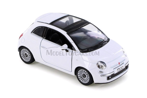 Fiat 500, White - Kinsmart 5345D - 1/28 Scale Diecast Model Toy