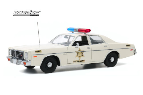 Hazzard County Sheriff 1975 Dodge Coronet, White - Greenlight 19092 - 1/18 scale Diecast Car