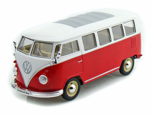 1962 Volkswagen Classical Bus, Red - Welly 22095WR - 1/24 scale Diecast Model Toy Car