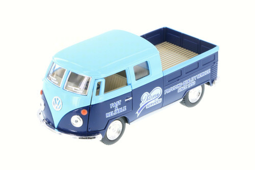 1963 Volkswagen Bus Double Cab Pick-Up, Blue - Kinsmart 5396D - 1/34 Scale Diecast Model Toy Car (Brand New, but NOT IN BOX)