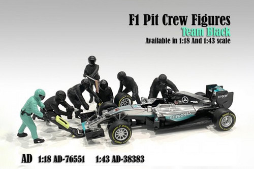 Formula One F1 Pit Crew, Black - American Diorama 38383 - 1/43 scale Figurines - Diorama Accessory