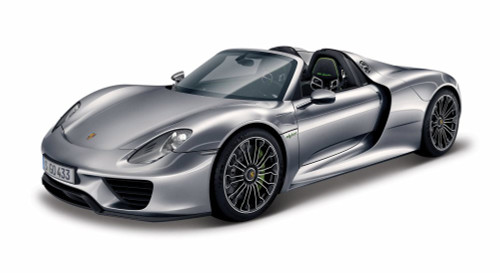 Porsche 918 Spyder, Metallic Gray - Bburago 21076 - 1/24 Scale Diecast Model Toy Car