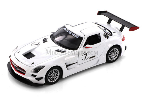 Mercedes-Benz SLS AMG GT-3, White - Showcasts 73356/16D - 1/24 scale Diecast Model Toy Car