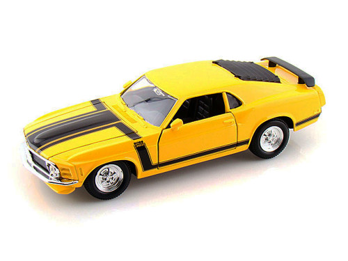 1970 Ford Mustang Boss 302, Yellow - Maisto 34943 - 1/24 Scale Diecast Model Toy Car (Brand New, but NOT IN BOX)