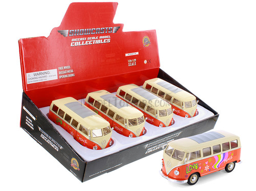 1963 Volkswagen T1 Bus w/ Love/Peace , Orange - Showcasts® 22095A1