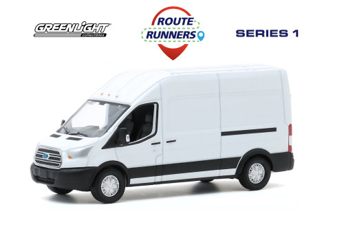 2015 Ford Transit LWB High Roof Van, Oxford White - Greenlight 53010A/48 - 1/64 scale Diecast Car