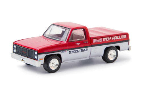 69th Annual Indianapolis 500 Mile Race GMC Indy Hauler 1985 GMC High Sierra Pickup, Red and White - Greenlight 30202/48 - 1/64 scale Diecast Model Toy Car