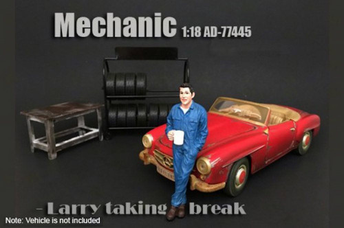 Mechanic Larry Taking Break, American Diorama 77445 - 1/18 Scale Accessory for Diecast Cars