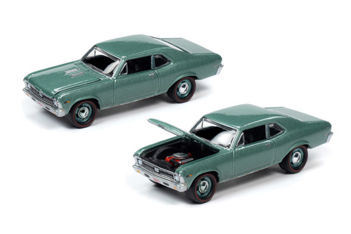 1968 Chevy Nova SS, Grecian Green Metallic - Johnny Lightning JLMC023/48B - 1/64 scale Diecast Model Toy Car