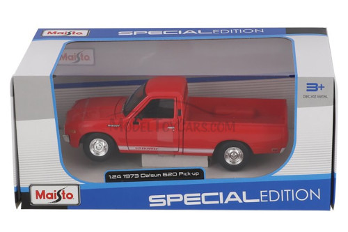 1971 Datsun 620 Pickup Truck, Red - Maisto 31522R - 1/24 scale Diecast Model Toy Car