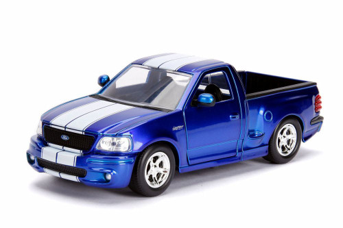 1999 Ford F-150 SVT Lightning Pickup Truck, Blue - Jada 30357WA1 - 1/24 Scale Diecast Model Toy Car