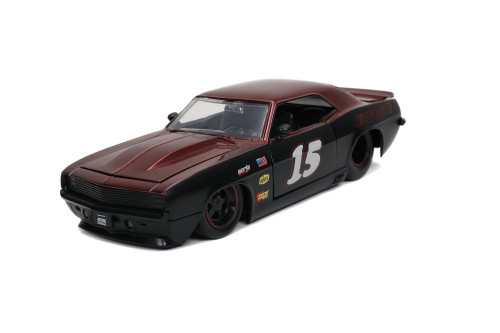 1969 Chevy Camaro #15, Matte Black and Red - Jada Toys 32303/4 - 1/24 scale Diecast Model Toy Car