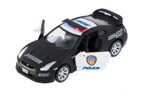 2009 Nissan GT-R Police, Black w/ White - Kinsmart 5340DP - 1/36 Scale Diecast Model Toy Car